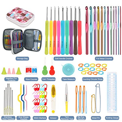 Katech Crochet Hooks Set with Case, Ergonomic for Comfortable Crocheting - color: Cats Pattern