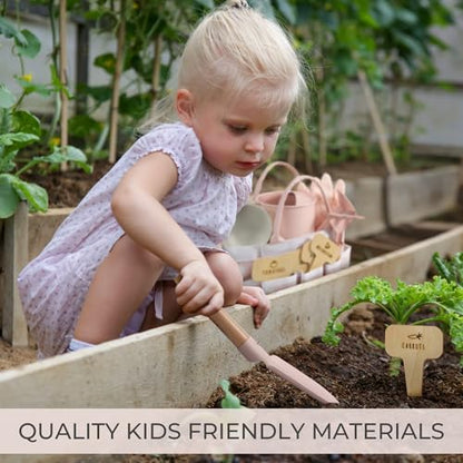 The Ultimate Kids Gardening Set - Safe Toddler Tools for Outdoor Fun - color: Pink