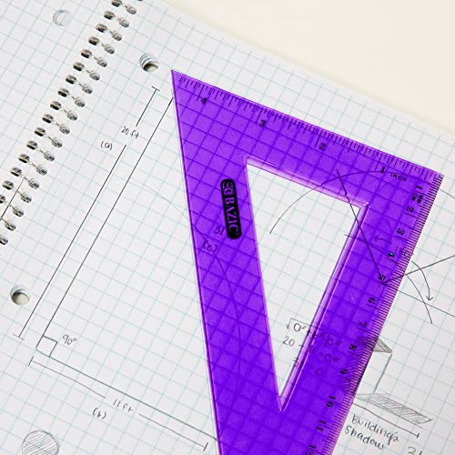 BAZIC Products 5-Piece Geometry Set, Ruler, Triangles, Protractor, 4-Set - size: 4-Pack