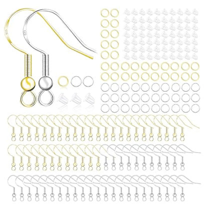 Hypoallergenic Earring Hooks 800 PCS/125 Pairs, Silver Plated Fish Hooks - color: Silver,Gold, size: 800pcs