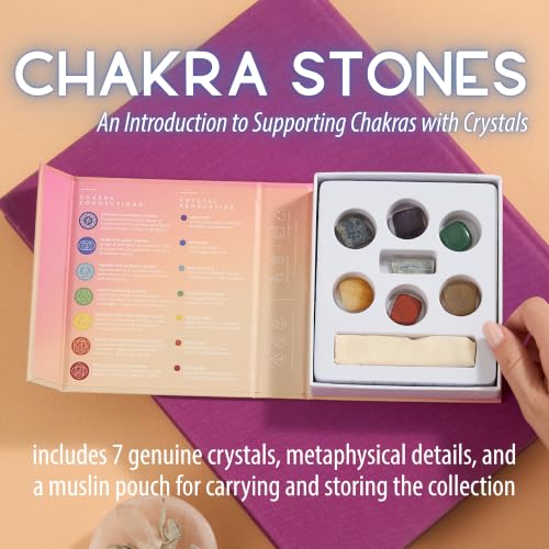 Crystal Collection Chakra Stones Set with Amethyst; Sodalite; Blue Kyanite; Green Aventurine; Yellow Jade; Carnelian; Red Jasper, Set of 7 - color: Chakra