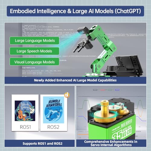 HIWONDER ROS2 ChatGPT Robotic Arm 6DOF Flexible Smart Robot Large AI Models Programming Robot Arm Kit ROS Education AI Vision & Voice Command Scene Understanding, JetArm Ultimate & Jetson Nano 4GB