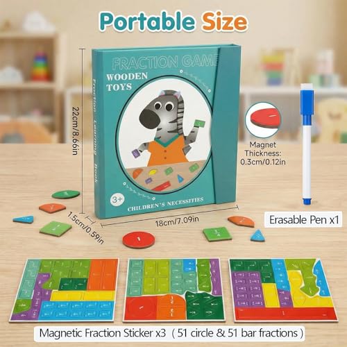 Magnetic Fraction Educational Puzzle - Magnetic Fraction Playbook for Kids