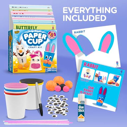 Arts and Crafts for Toddlers & Kids Ages 3-5 – Paper Cup Craft Kit, 8 Animal Projects – Fun Preschool Activity for Girls & Boys