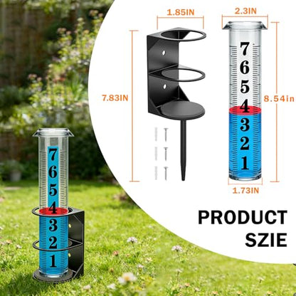 YZDTECH Rain Gauge Outdoor, Accurate Rain Gauges Outdoors Best Rated with Metal Rack Holder, Large Water Gauge with Red Float, Water Rain Meter with Thickened Plastic Large Font Tube for Yard Garden - color: Metal rain gauge style 2