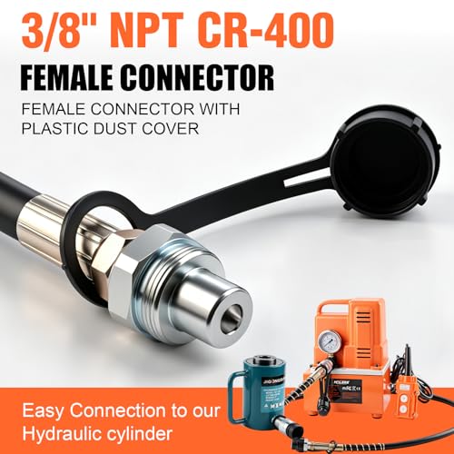 HZLZRZ Single Acting Electric Hydraulic Pump 10,000 PSI, Hydraulic Power Unit with 3/8" NPT CR-400 Fast Connector, Remote Control, Pressure Gauge, Compatible with Hydraulic Cylinders and Jack Systems - style: HZE-700C