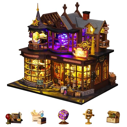 Flever Dollhouse Miniature DIY House Kit Creative Room with Furniture for Romantic Artwork Gift (Magic Treasure House) - color: Magic Treasure House