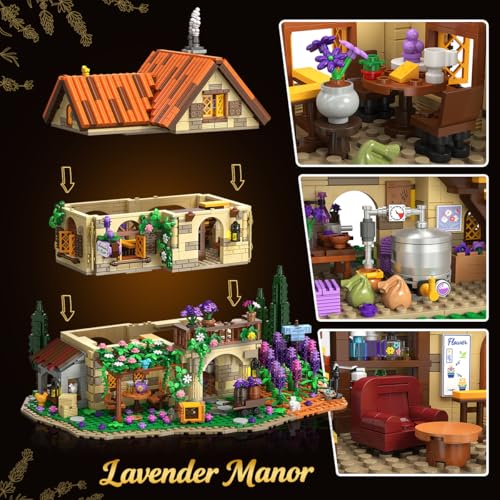 INSOON Lavender Cottage House Building Set with Lights for Adults Teens 12+