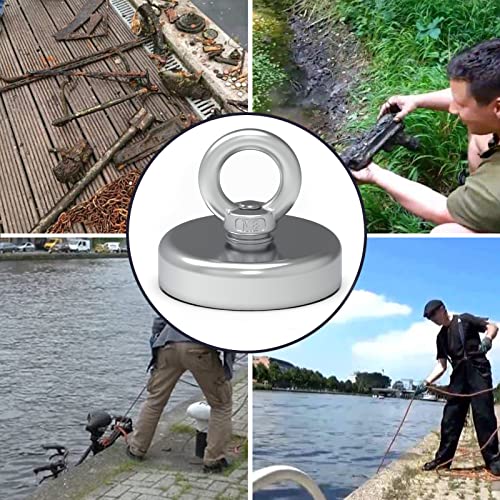 260 lbs High Power Fishing Magnet, Large Magnet Fishing Kit, Super Powerful Magnets with Rare Earth Neodymium for River, Magnetic Fishing Indoor, Outdoor - style: J60-2.36in