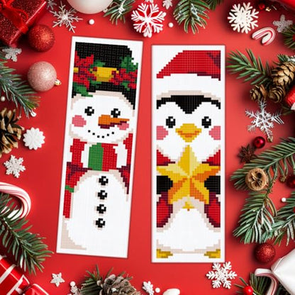 ACRNIGHEET 6PCS Christmas Cross Stitch Bookmark Kit for Beginner Stamped Cross Stitch Kits for Adults DIY Embroidery Bookmark Kits with English Instructions Hand Craft Gift 8.5''x3'' 11CT - style: Christmas Patterns 1
