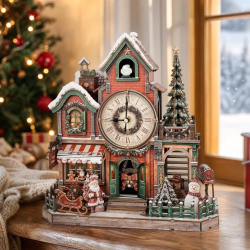 3D Wooden Puzzles for Adult,DIY Cuckoo Clock Kit(Christmas Cabin) - color: Christmas Clock
