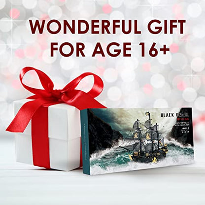 Piececool 3D Puzzles for Adults, Black Pearl Pirate Ship Metal Model Kits, 3D Watercraft Model Building Kit, DIY Craft Kits for Family Time, Great Christmas Gifts, 307Pcs - color: Black Pearl