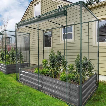 DoCred Crop Cage with Raised Garden Bed, 72.8" x 37.4" x 59" Plant Protection Tent Garden Cages with Window, 2 in 1 Galvanized Raised Garden Bed Kit and Mesh Cover for Garden, Yard, Lawn - color: Black, size: 72.8" x 37.4" x 59"