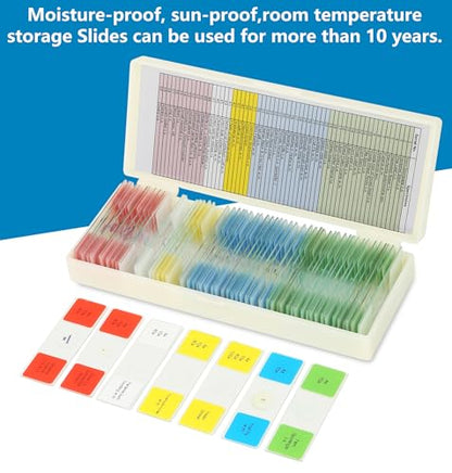 Microscope Slides with Specimens for Kids, 60 Lab-Grade Prepared Microscope Slides, Animal/Plant/Microbe/Tissue Samples, STEM Biology Kit for Homeschool, Classroom Labs & Science Education - size: Ages 8+