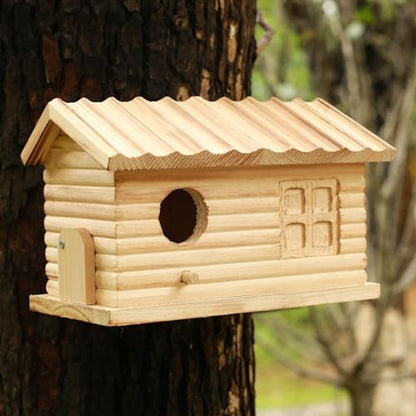Bird House Outdoor Bluebird House for Outside Clearance, Hanging Bird Houses Cardinals Unfinished Wooden Bird Nesting Box