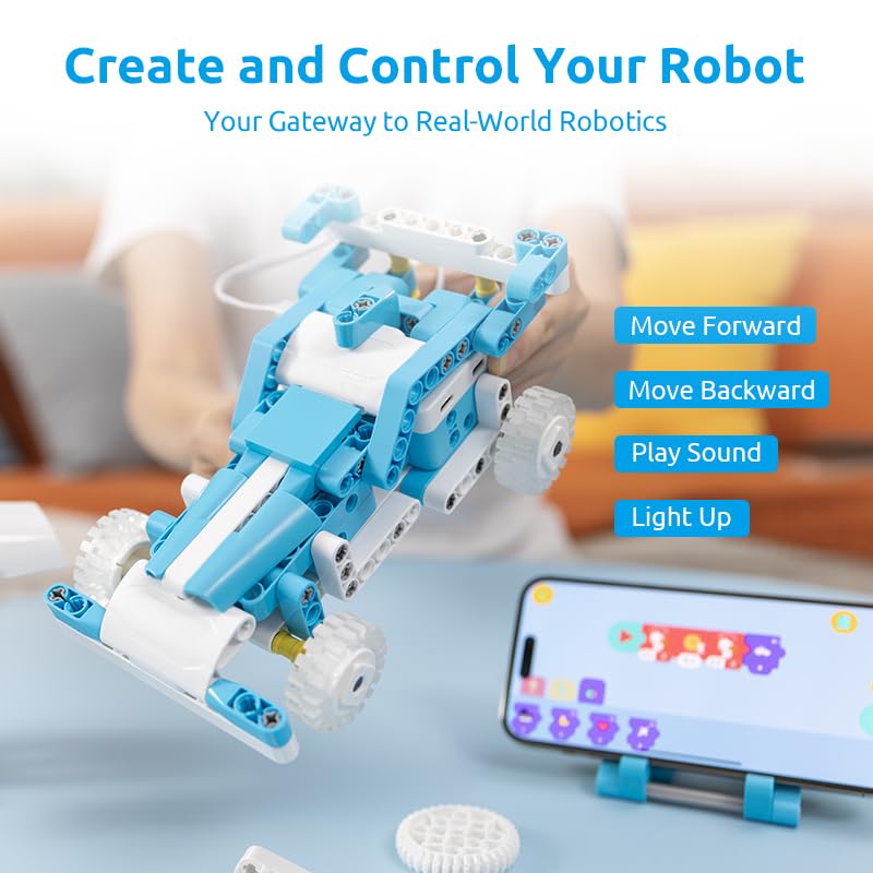 WhalesBot D1 21-in-1 STEM Coding Robot Kit for Kids (Ages 4+), 280+ Pieces Educational Building Set with APP-Controlled & Programming, 3D APP Guidance, Ideal Toy for Boys & Girls - style: WhalesBot D1 Coding Robot
