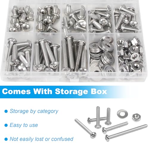 140pcs #10-24 Phillips Pan Head Machine Screws Nuts Washers Kit - size: #10-24