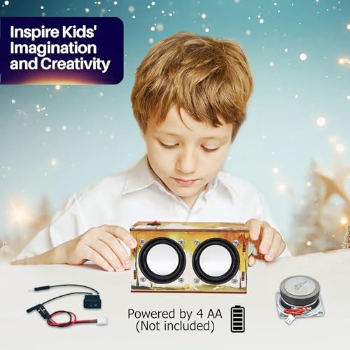 Teen Boy Gifts -DIY Bluetooth Speaker Kit -STEM Science Electronics Project - style: Printed Dual Speakers