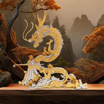 FILASLFT 3D Metal Puzzles for Adults,Mechanical Model Kit Golden Dragon - color: C9-golden Dragon-golden