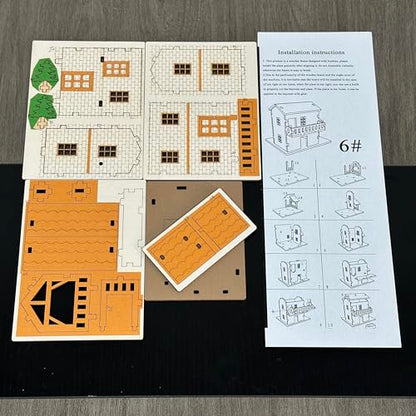 Log Cabin 3D Wooden House Puzzle,DIY Mini Building Model Kit，002 - color: 002