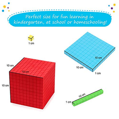 Simply Magic 131 PCS Foam Base Ten Blocks for Math - Place Value Blocks