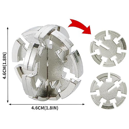 Brain Teaser Puzzles- 3 PCS Metal Puzzles Kit Metal Cast Puzzle Games Toys - color: Silver World, size: 3PCS (Silcer)
