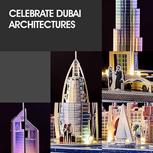 CubicFun 3D Puzzles for Kids Ages 8-10 LED Dubai Cityline - style: LED Dubai Cityline