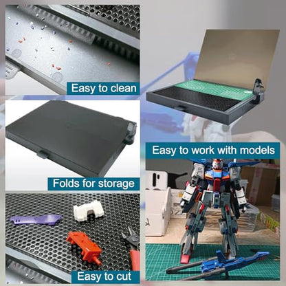 Gundam Model Kit Tools, Portable Worktable for Model Building, Work Table with Movable Drawer, Pliers Rack, Display Version, Dual Craft Cut Mat, Suitable for Cut and Grind Assembly,KJ018 - size: KJ018