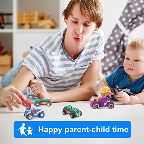 Zhanmai 24 Pcs Unfinished Wooden Cars DIY Paint Craft Toy for Kids Party