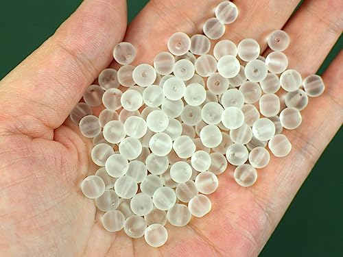 6mm White Frosted Glass Beads Kit 900pcs for Jewelry Making - size: 6mm White #360