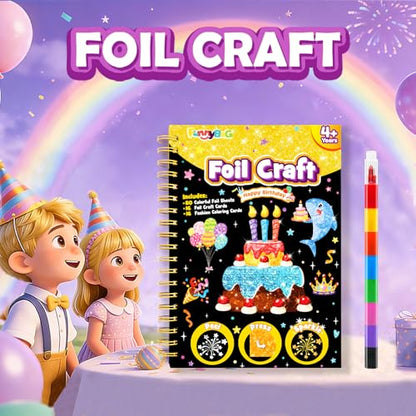 FUNNYB&G Foil Art Craft Kit for Kids, Sparkly Birthday Gift Toy for Kids - style: Happy Birthday