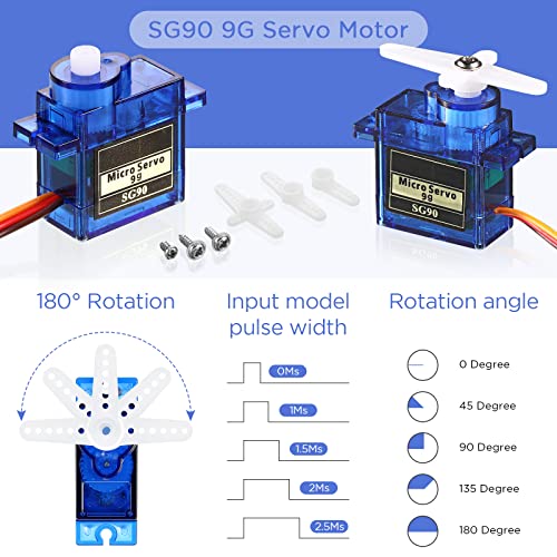 Hanaive 16 Pcs Sg90 9g Mini Micro Servo Motors Rc Servo Kit