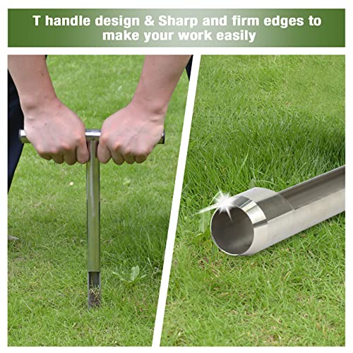 Soil Probe 20 Inch with 2 Bags, Soil Sample Probe for Lawn House Plants, T-Handle Soil Sampler Probe Rod, Stainless Steel Soil Test Kits Tool for Soil Sampling - size: 20"