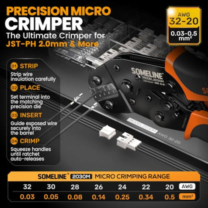 SOMELINE Crimping Tool & JST-PH 2.0mm Connector Kit, 2/3/4/5/6 Pin 640 pcs