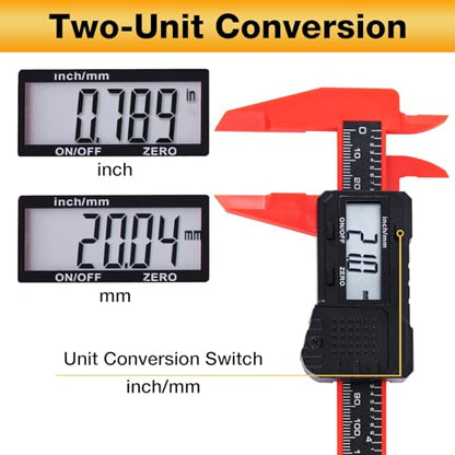 6" Electronic Digital Caliper with LCD Screen - color: Red