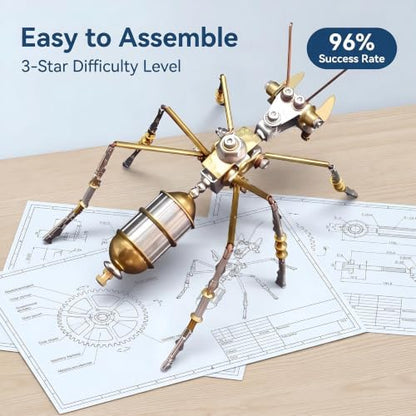 3D Steampunk Mechanical Insect Ant Puzzle Kit - DIY Metal Assembly Model for Adults 160+ Pcs 3-Star Difficulty STEM Craft Unique Desktop Decor Gift for Men Hobbyists (Ant B) - style: Ant B