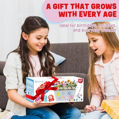 Paint & Plant Kids Gardening Set with 5 Flower Seeds, Arts and Crafts for Kids Ages 4-12, Science STEM Toys for Toddler Education, Birthday Gifts Ideas for Girls & Boys 4 5 6 7 8 9 10 11 12 Year Old