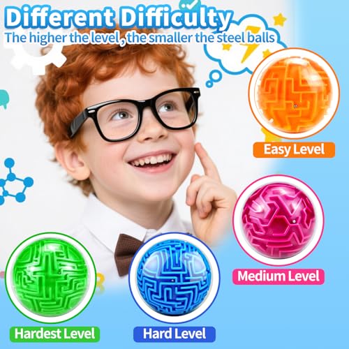 YongnKids 2 Pcs 3D Puzzle Maze Ball Brain Teaser for Kids Boys Girls - color: Blue,orange