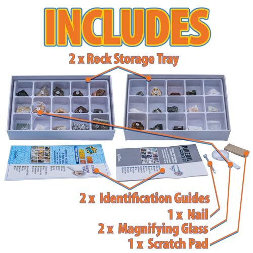 Toysmith STEM Rock & Mineral Science Kit for Kids - 30 Geology Specimens with Viewer, Identification Tools & Testing Tools - Geology Set for Young Geologists, Ages 8+ - style: Toy Rock & Mineral Science Kit Bundle