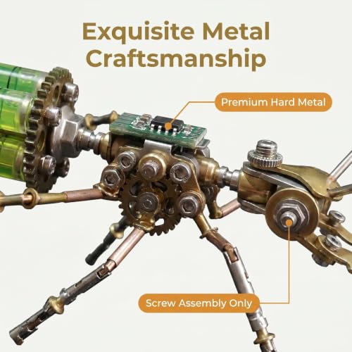Steampunk 3D Metal Ant Puzzle Model for Adults – Mechanical DIY Assembly Kits 150+ Pcs Unique Desk Decor Christmas & Birthday Gift for Father Husband (Gatling Ant) - style: Gatling Ant