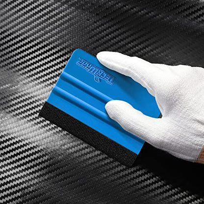TECKWRAP Plastic Felt Edge Squeegee 4 Inch for Car Vinyl Scraper Decal Applicator Tool 1 pcs (with Black Felt Edge) - color: 1pcs Blue