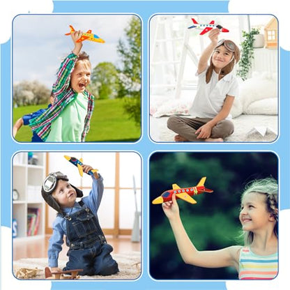 Fennoral 12 Pack 12 Pack 3D DIY Wooden Airplane Craft Kit for Kids - color: Airplane