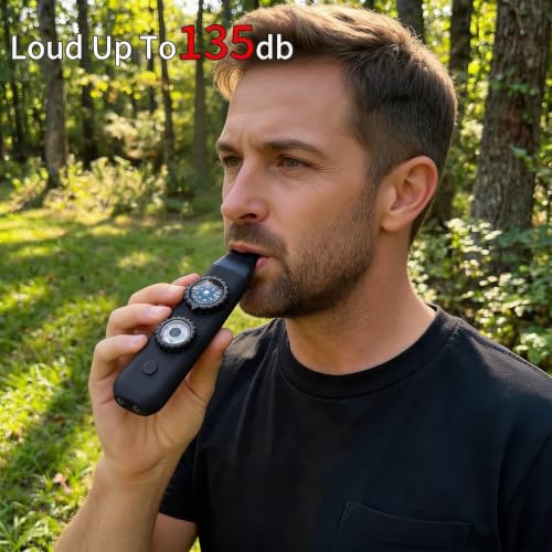 Multifunctional Survival Emergency Whistle for with Compass Hiking Survival, Thermometer & Neck Lanyard | Emergency Safety Gear for Hiking, Camping, Kayaking, Boating, Climbing - color: obsidian black2pcs