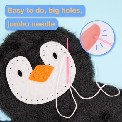 Avenir My First Sewing Kit for Kids 6-8, Penguin Stuffed Animal Craft Set - color: Penguin
