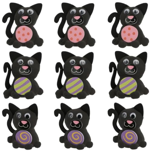 Fun Express Make Your Own Black Cat Halloween Handout Air-Dry Clay Craft Kit - Makes 9