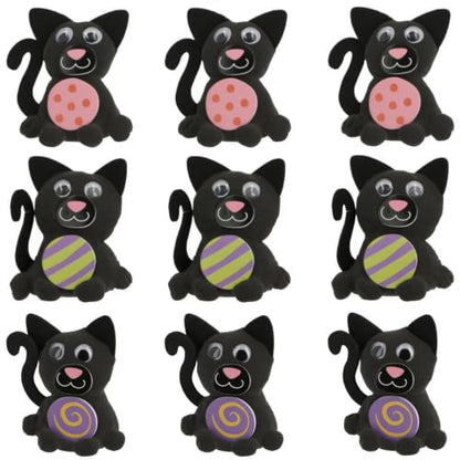 Fun Express Make Your Own Black Cat Halloween Handout Air-Dry Clay Craft Kit - Makes 9