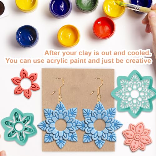 12pcs Polymer Clay Cutter Jewelry Making Kit Circular Intricate Blossom Design Clay Cutters with Geometric Shapes PLA Plastic Craft Tools for DIY Earrings - color: Mandala Flower