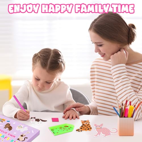 Labeol Diamond Art Kits for Kids with 5D Diamond Creat Your Own GEM Keychains Arts and Crafts for Kids Ages 8-12 Christmas Stocking Birthday Gifts for Kids 6+ - style: Cat