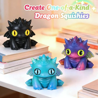 Taba Squishy Molds Set- Large Stable Dragon Silicone Mold with 9 Pairs Eyes