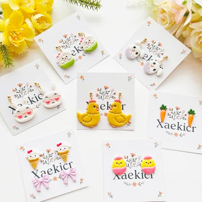 Easter Polymer Clay Cutters Set - 12pcs Sharp & Durable Bunny, Chick, Ice Cream & Egg Shapes for DIY Earring Jewelry Making, Soft Clay Crafts & Spring Holiday Supplies - color: 2K color